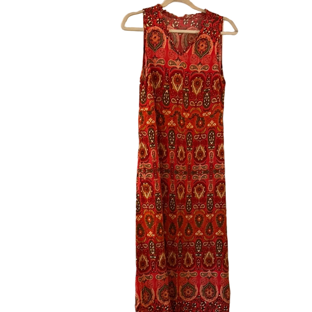 Paisley print in Vibrant colors Sleeveless Maxi Dress XL